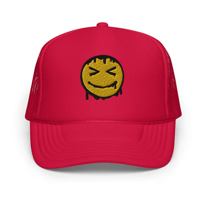 Red / One Size Fits Most / Smiley Face Hat | Embroidered
