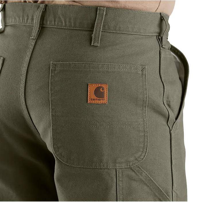 LOOSE STRAIGHT WASHED DUCK DUNGAREE WORK PANTS - MOSS