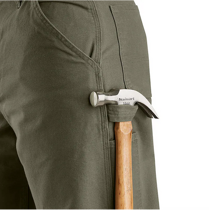 LOOSE STRAIGHT WASHED DUCK DUNGAREE WORK PANTS - MOSS