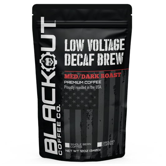 Low Voltage Decaf Coffee Bag 12oz Blackout Coffee