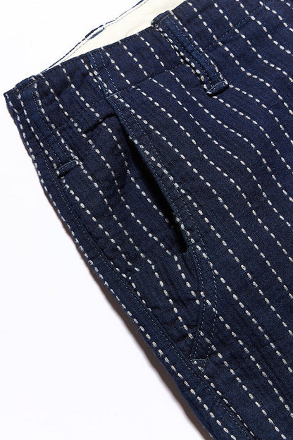 LP-1180-1 Stitch Stripe Comfortable Trousers - INDIGO X THICK STRIPE