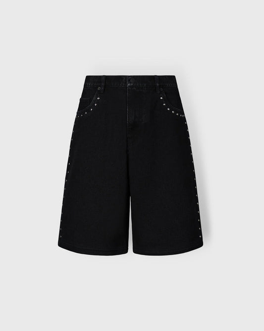 LUCKY STUDDED JORTS - BLACK