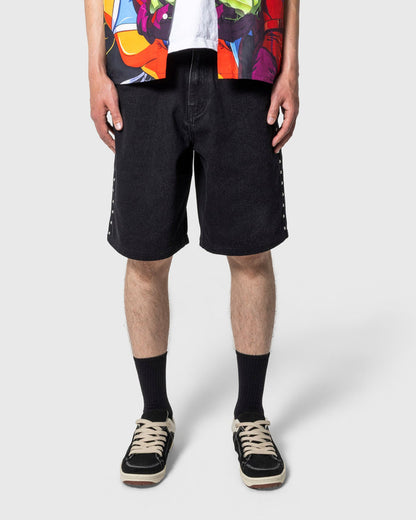 LUCKY STUDDED JORTS - BLACK