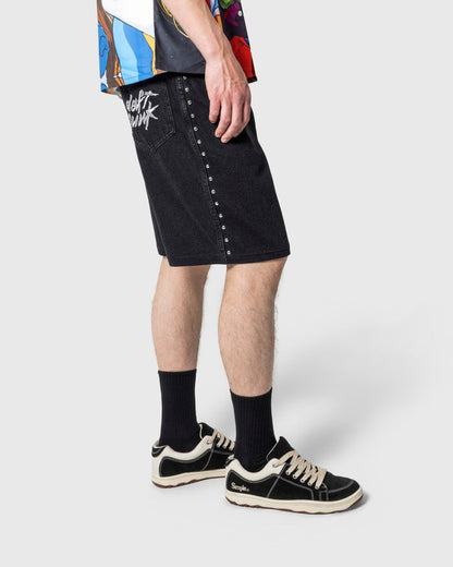 LUCKY STUDDED JORTS - BLACK