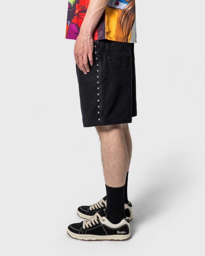 LUCKY STUDDED JORTS - BLACK