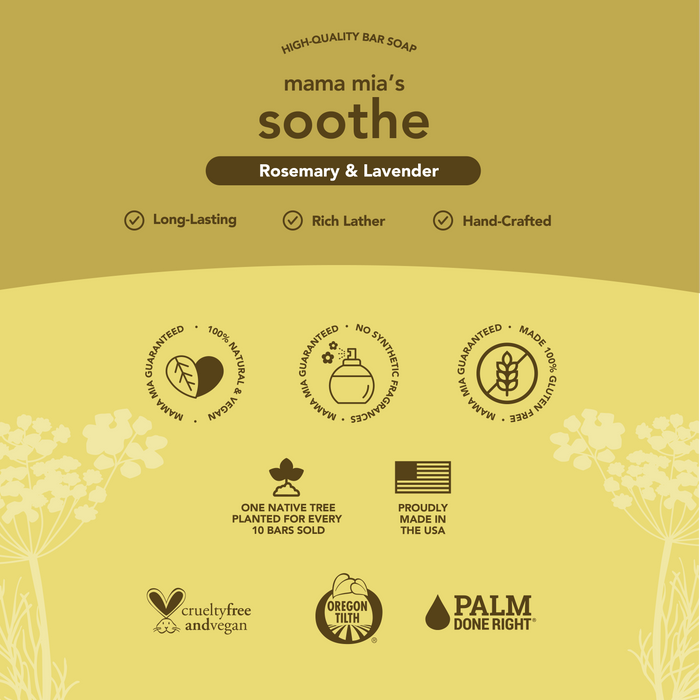 Mama Mia's Soothe Organic Bar Soap, 4-pack