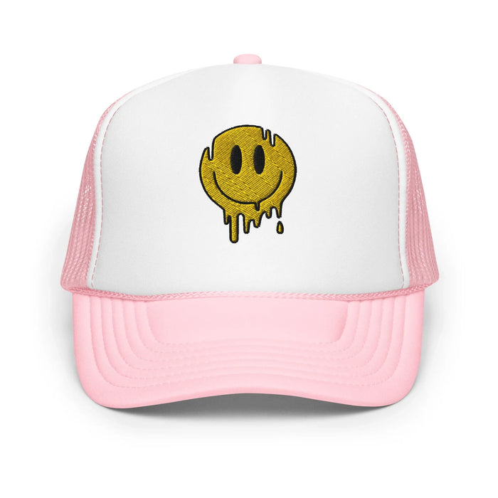 Light Pink / White / Light Pink / One Size Fits Most / Smiley Face Hat | Embroidered