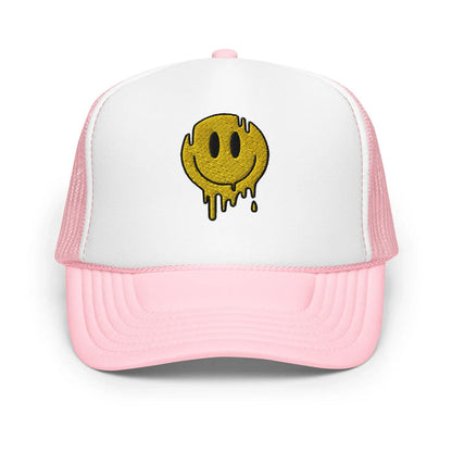 Light Pink / White / Light Pink / One Size Fits Most / Smiley Face Hat | Embroidered