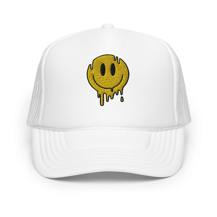 White / One Size Fits Most / Smiley Face Hat | Embroidered