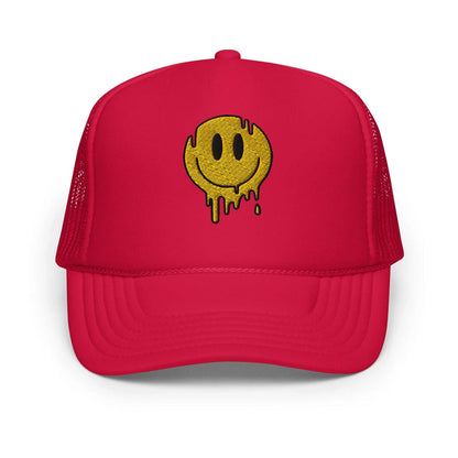 Red / One Size Fits Most / Smiley Face Hat | Embroidered