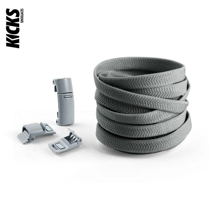 Dark grey no-tie shoelaces with magnetic lock system by Kicks Shoelaces