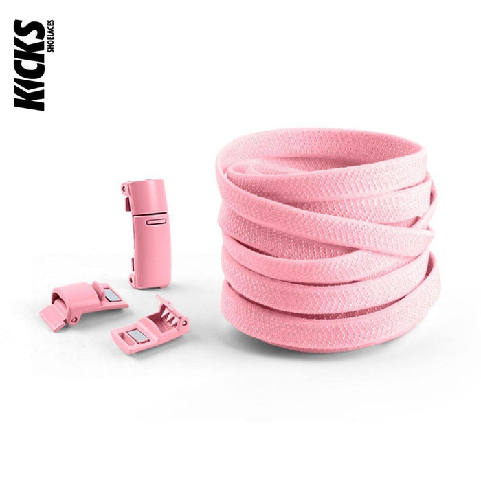 Pink no-tie shoelaces with magnetic lock system by Kicks Shoelaces