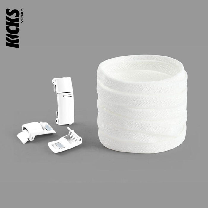 White / One Size Fits All / No Tie Shoe Laces | 8mm Wide