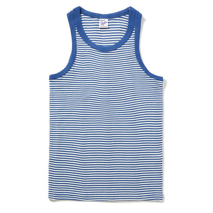 Panel ribbed tank top - WHITE/BLUE