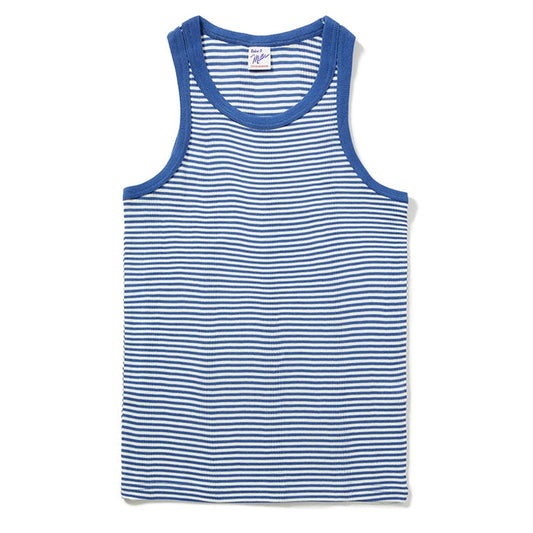 Panel ribbed tank top - WHITE/BLUE
