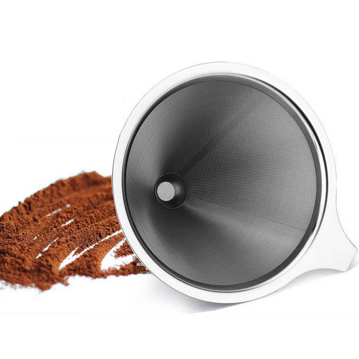 Stainless Steel Coffee Dripper: Reusable, Paperless, Ultra Fine Filter. zoom in
