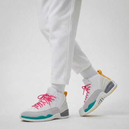Replacement laces for Air Jordan 12 Retro White Vapor Green, rope shoe laces by Kicks Shoelaces