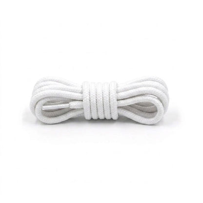 White replacement laces for Jordan 13 sneakers, round shoelaces by Kicks Shoelaces