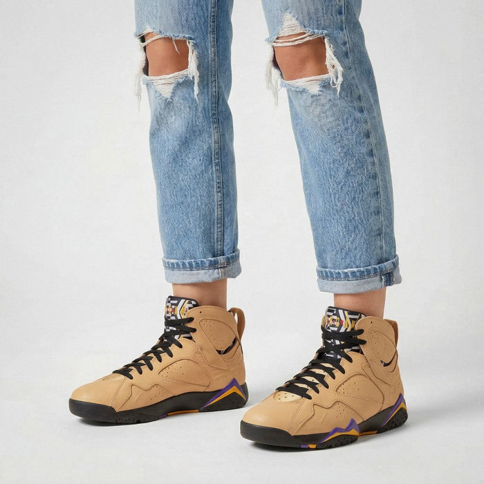 Replacement laces for Nike Air Jordan 7 Retro SE Afrobeats Vachetta Tan Taxi sneakers, flat shoelaces by Kicks Shoelaces