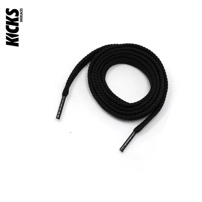 Black flat replacement sneaker laces for New Balance 999 shoes and trainers by Kicks Shoelaces