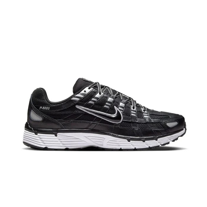 Nike P-6000 Black with black and grey replacement laces by Kicks Shoelaces