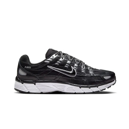Nike P-6000 Black with black and grey replacement laces by Kicks Shoelaces