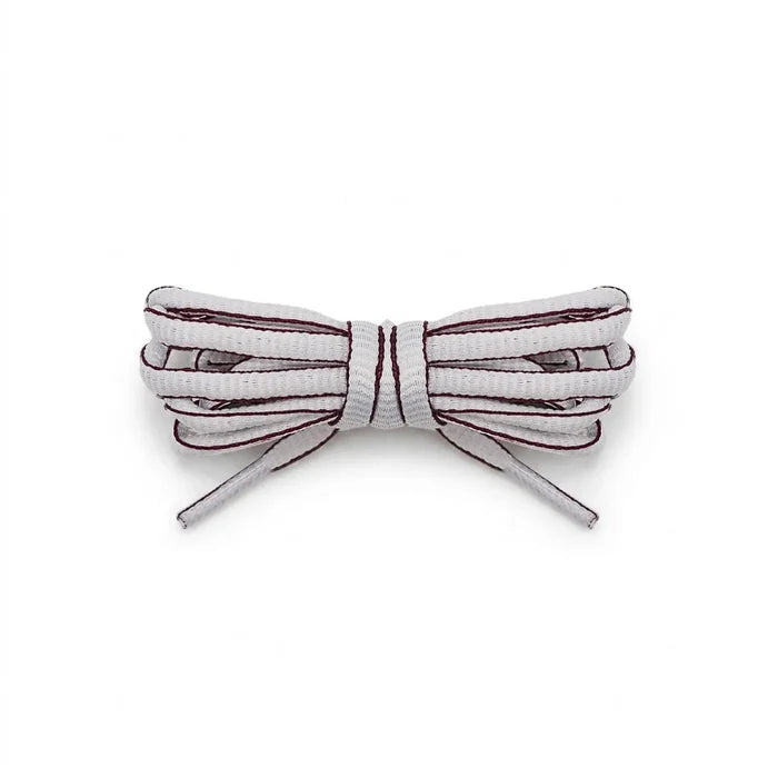 White Burgundy Trim / 120 CM / 47 IN / Oval Laces | 6mm Wide