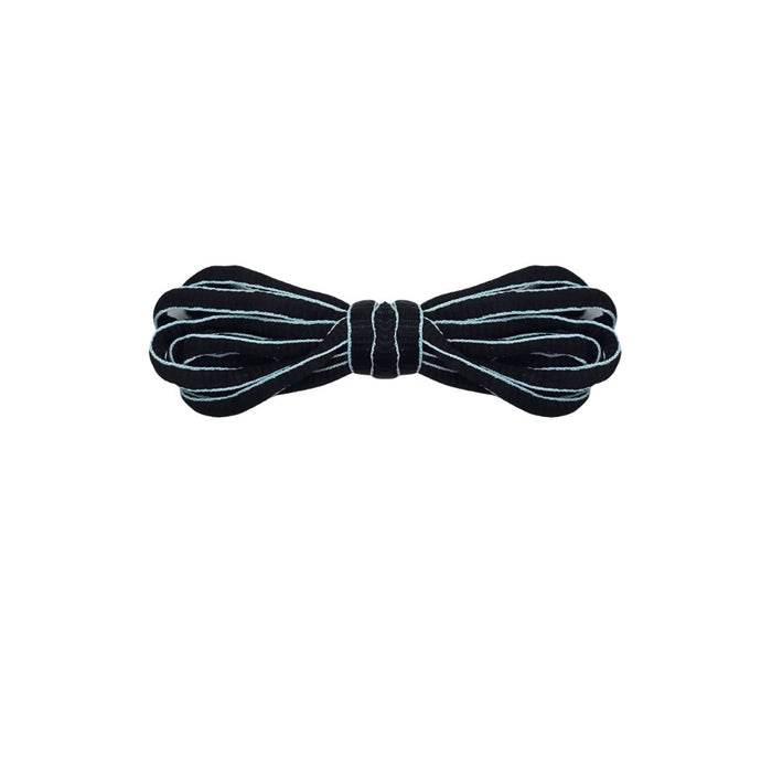 Black oval shoelaces with bluetrim for Nike P-6000 and Adidas Climacool sneakers by Kicks Shoelaces.