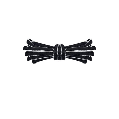 Black oval shoelaces with white trim for Nike P-6000 and Adidas Climacool sneakers by Kicks Shoelaces.