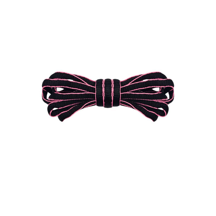 Black oval laces for University Blue Nike P-6000 with pink trim by Kicks Shoelaces