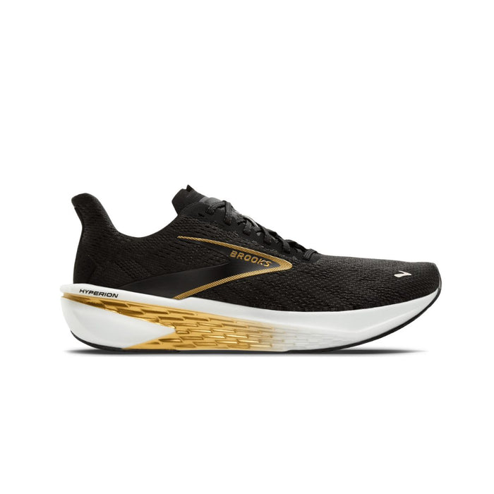 A pair of Brooks Hyperion GTS 2 running shoes with black sawtooth laces by Kicks Shoelaces.