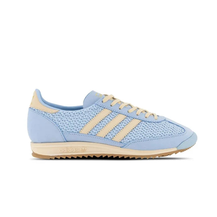 Light Blue Adidas SL 72 OG shoes with beige replacement laces by Kicks Shoelaces