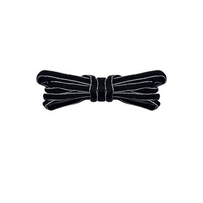 Black oval shoelaces with grey trim for Nike P-6000 and Adidas Climacool sneakers by Kicks Shoelaces.