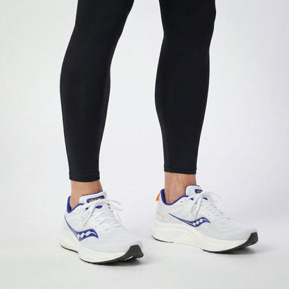 white replacement shoe laces for Saucony Tempus 2 running shoes by Kicks Shoelaces.