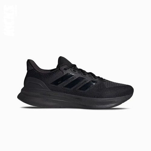 A black Adidas Ultrarun 5 replacement shoe lace on a white background.