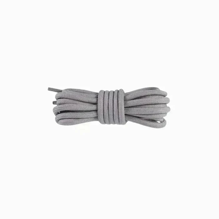 Cloud grey replacement rope laces for Yeezy 350 Core Black sneakers by Kicks Shoelaces.