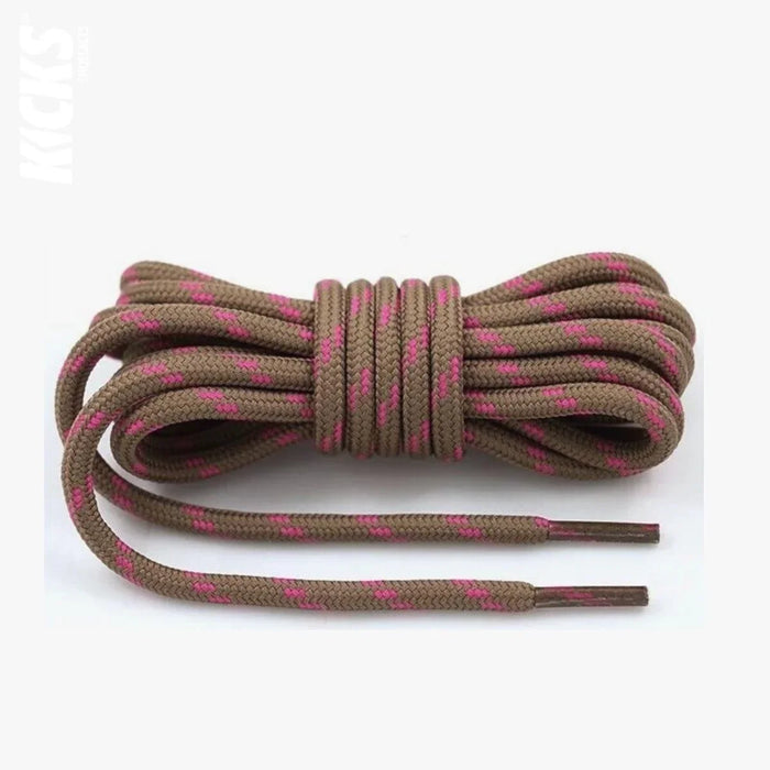 Light Brown and Pink / 100 CM / 39 IN / Round Shoe Laces | 4 mm