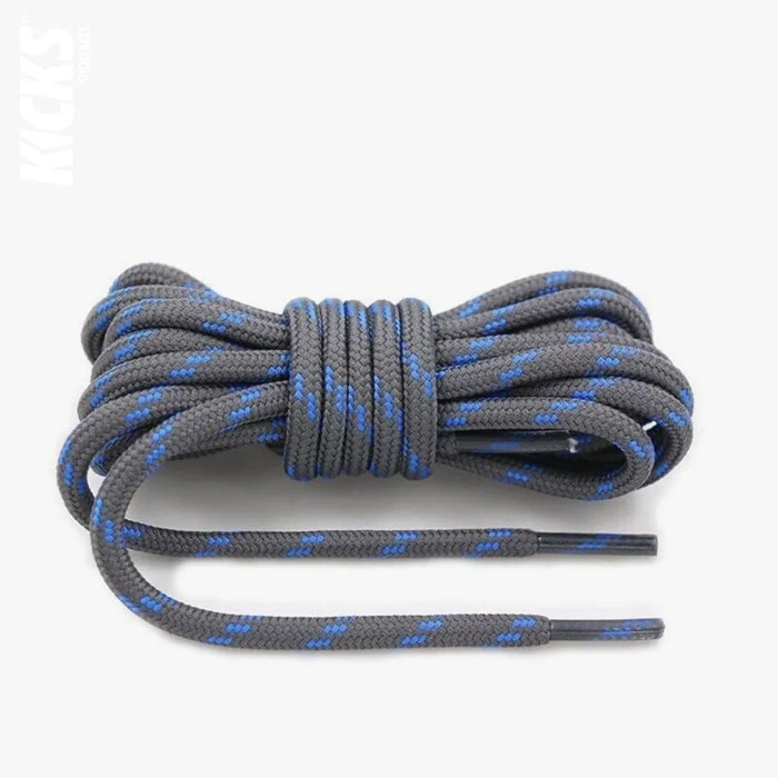 Dark Grey and Blue / 100 CM / 39 IN / Round Shoe Laces | 4 mm