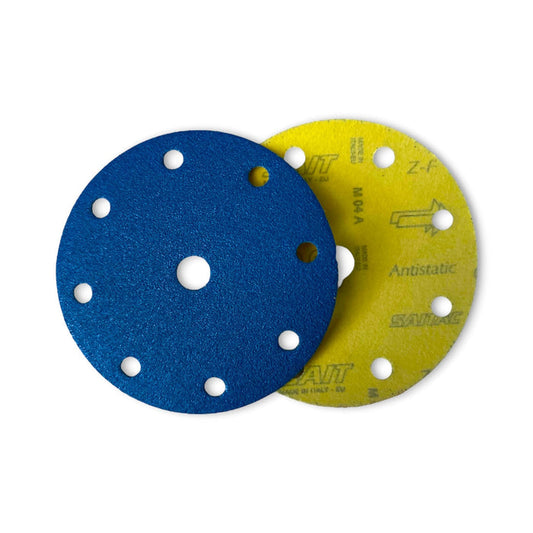 Sait 150mm 8+1 Hole Zirconia Hook & Loop Velcro Backed Sanding Discs