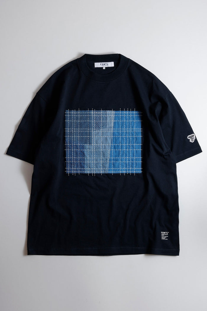 SASHIKO PATCHWORK TEE (FA25) - NAVY