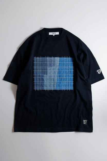 SASHIKO PATCHWORK TEE (FA25) - NAVY