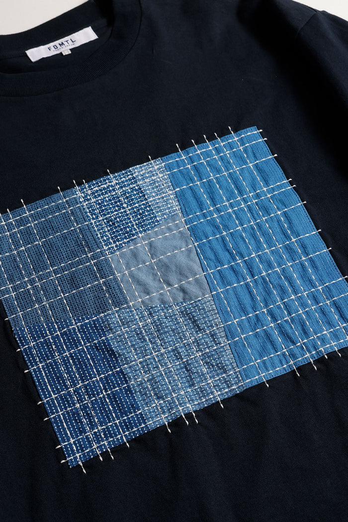 SASHIKO PATCHWORK TEE (FA25) - NAVY