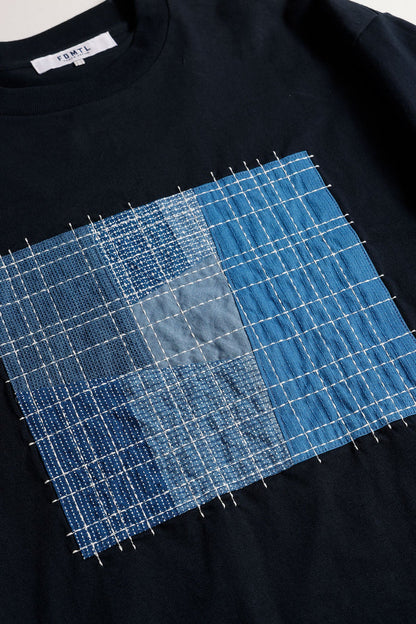 SASHIKO PATCHWORK TEE (FA25) - NAVY
