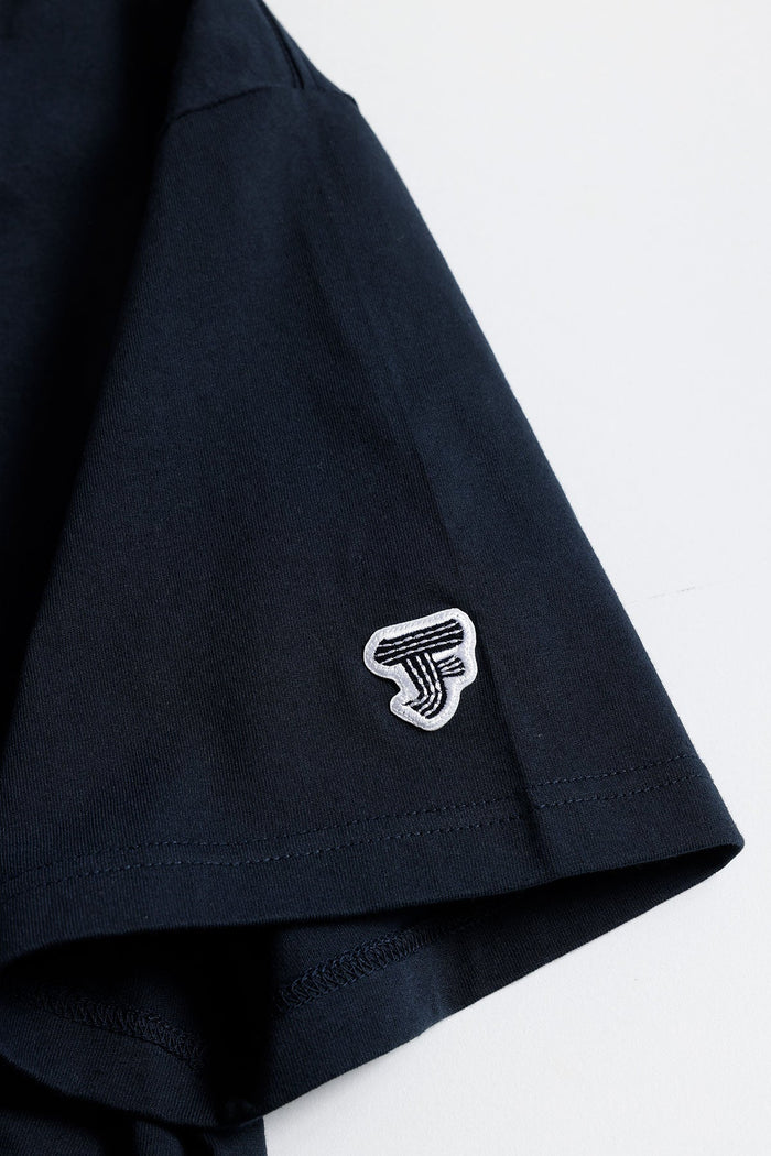 SASHIKO PATCHWORK TEE (FA25) - NAVY
