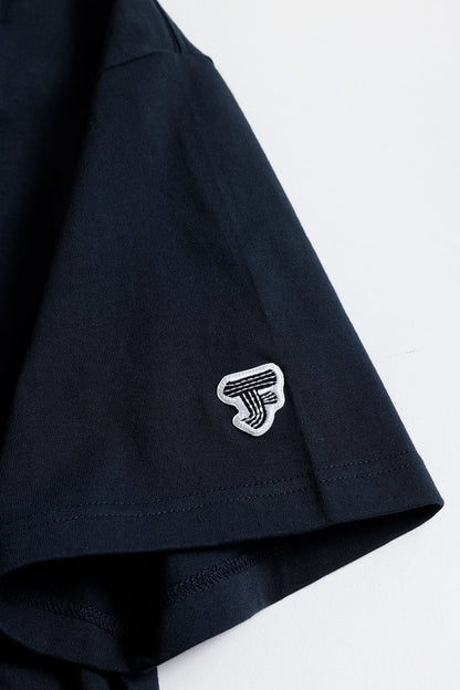 SASHIKO PATCHWORK TEE (FA25) - NAVY