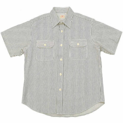SC37944 HICKORY STRIPE S/S WORK SHIRT - OFF WHITE
