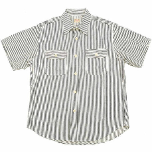 SC37944 HICKORY STRIPE S/S WORK SHIRT - OFF WHITE