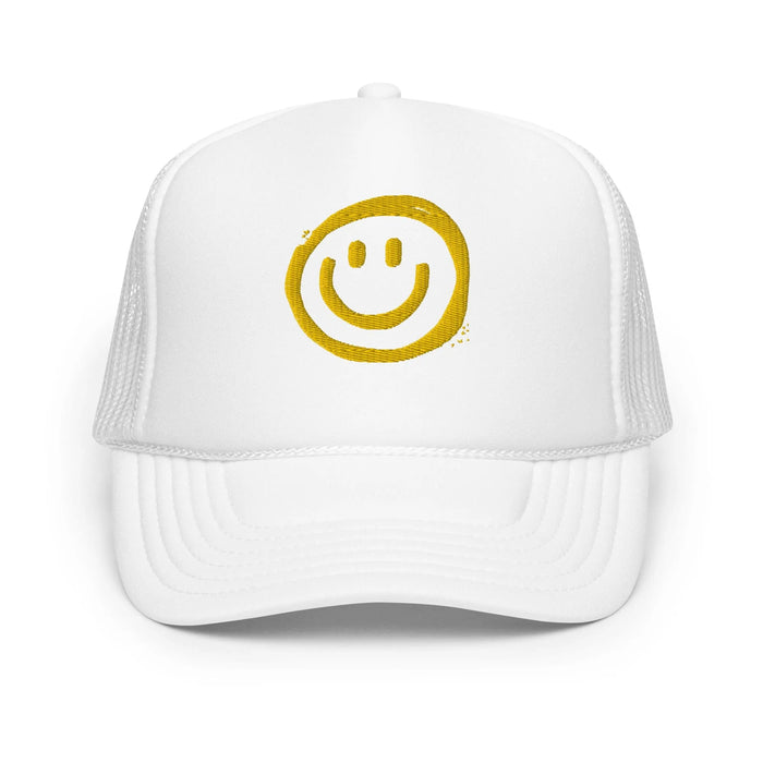 White / One Size Fits Most / Smiley Face Hat | Embroidered