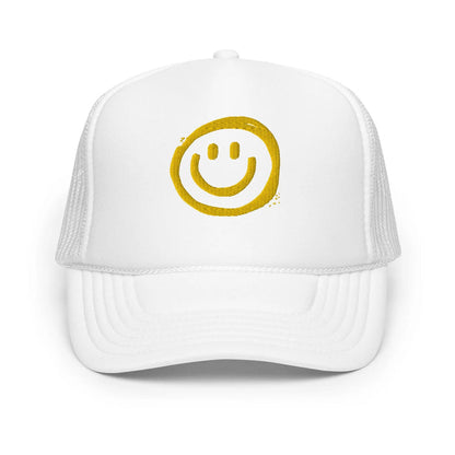 White / One Size Fits Most / Smiley Face Hat | Embroidered