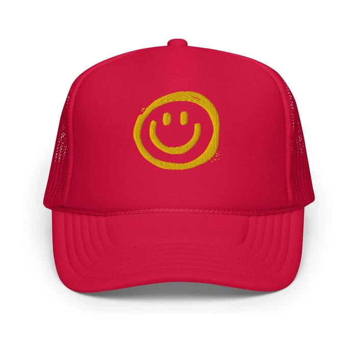 Red / One Size Fits Most / Smiley Face Hat | Embroidered